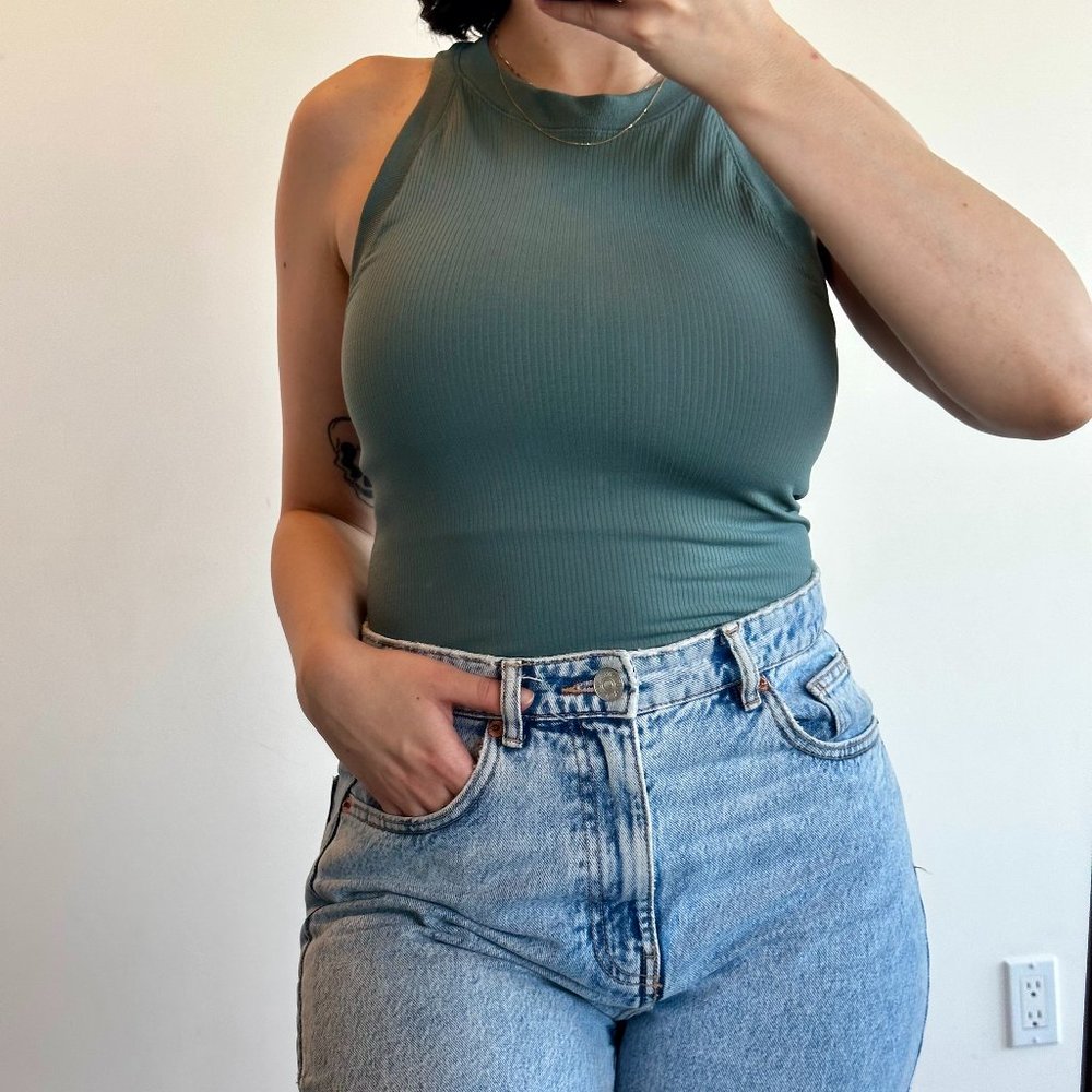Dark Teal High Neck Racer Back Tank
